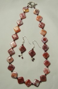 Fire agate necklace and matching earrings