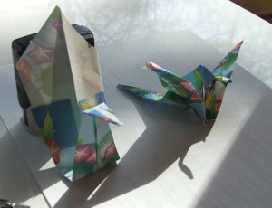 Origami Cranes:  learning how (simple and not so) to help daughter in her class project of 1000 cranes, $1 each, for a Japanese Relief donation