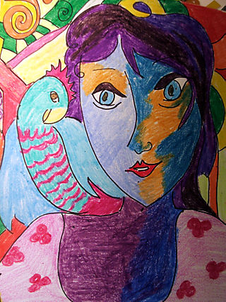 2D woman with bird