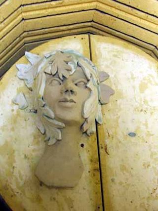Mask leaf lady in the kiln closeup