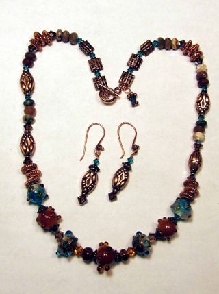 N209.E288 tams beads.copper.swarovski.ocean jasper