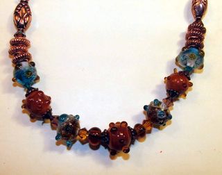 N209 tams beads copper.swarovski.ocean jasper detail