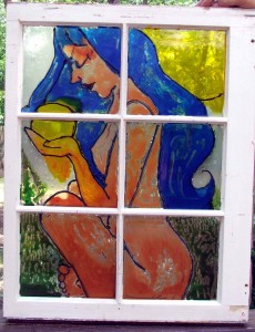 "Stained Glass" paint window by Tammy Vitale. Chimes to be added.