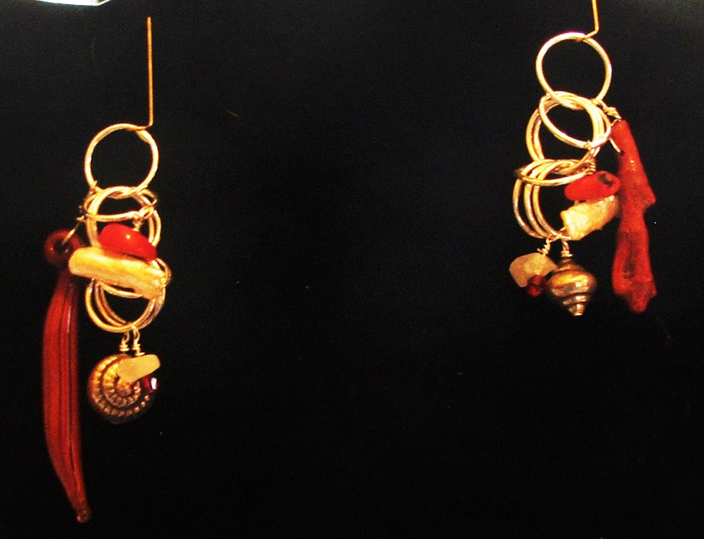 Fine silver fused earrings with asymmetrical dangles by Tammy Vitale (handmade earwires to be made)