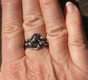 Fine silver ring, sautered and twisted into a one-of-a-kind creation by Tammy Vitale