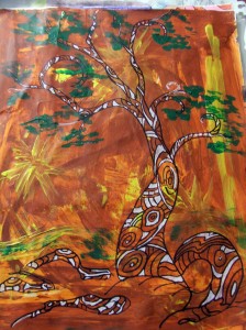 16 x 20 zentangled journal page from around 2012: tree