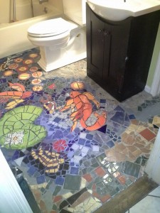 author-designed mosaic bathroom floor