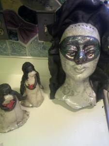 Unfinished "Masked Mask" and angels by Tammy Vitale