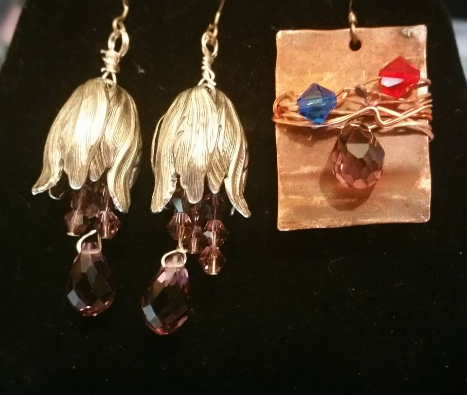 earrings by Tammy Vitale. On the right made from scrap copper